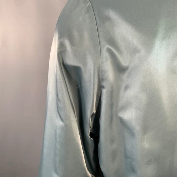 MAISON MARGIELA Size S Blue Grey Contrast Trim Satin Bomber Jacket - Picture 6 of 13